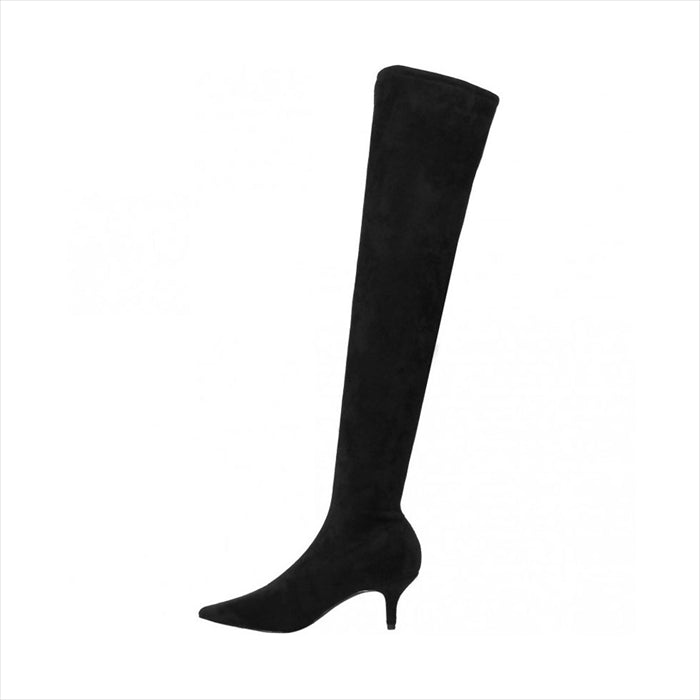 Knee-high winter suede boots