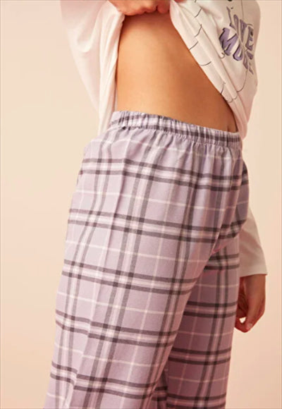 LOVE MORE CHECKED LS PANT SET