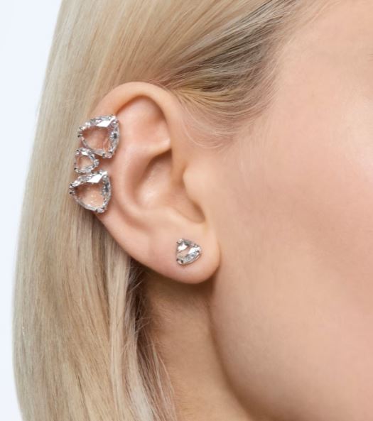 الكفة الأذن ميلينيا طقم (3) غير متماثل ابيض مطلي بالروديوم