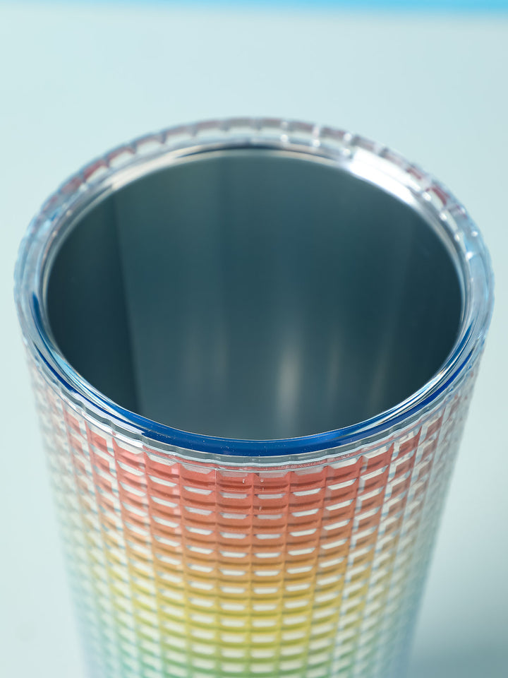 زجاجة مياه من طبقتين من سلسلة رينبو مع مصاصة