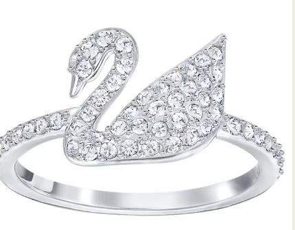 Swarovski Iconic Swan ring white, rhodium-plated