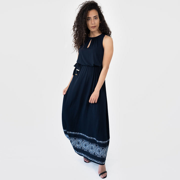 فستان ماكسي بحافة مطبعة