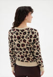 Short woolen jacket with leopard print