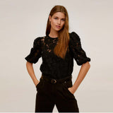 Lace blouse with puffed sleeves