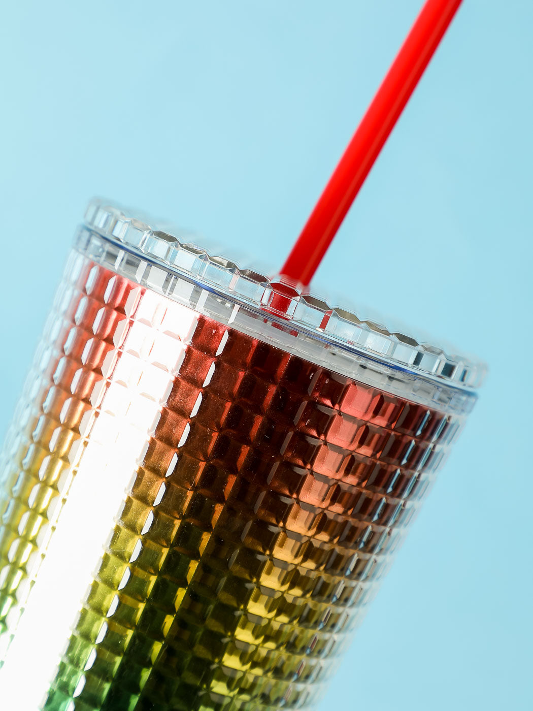 زجاجة مياه من طبقتين من سلسلة رينبو مع مصاصة