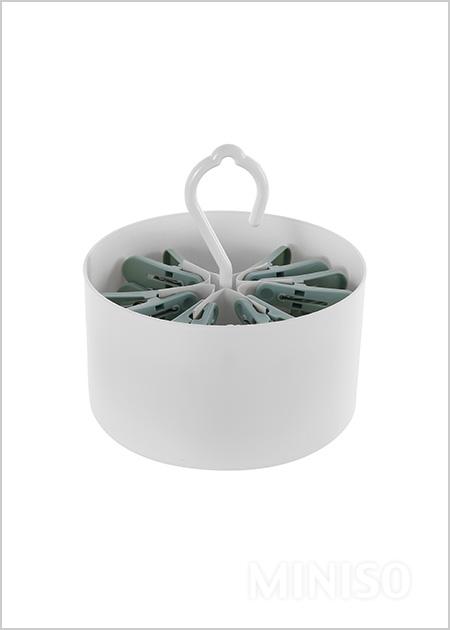 منظم تخزين + 24 مشابك ملابس (أبيض. أزرق)