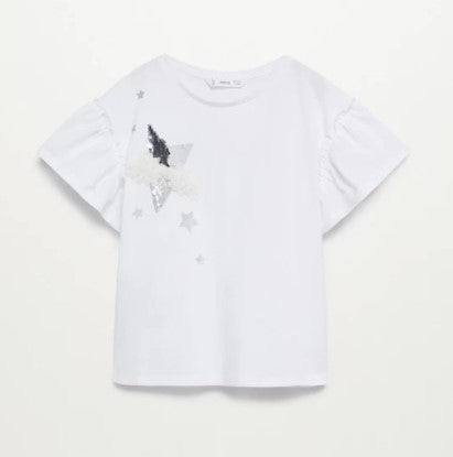 T-shirt woven with prints