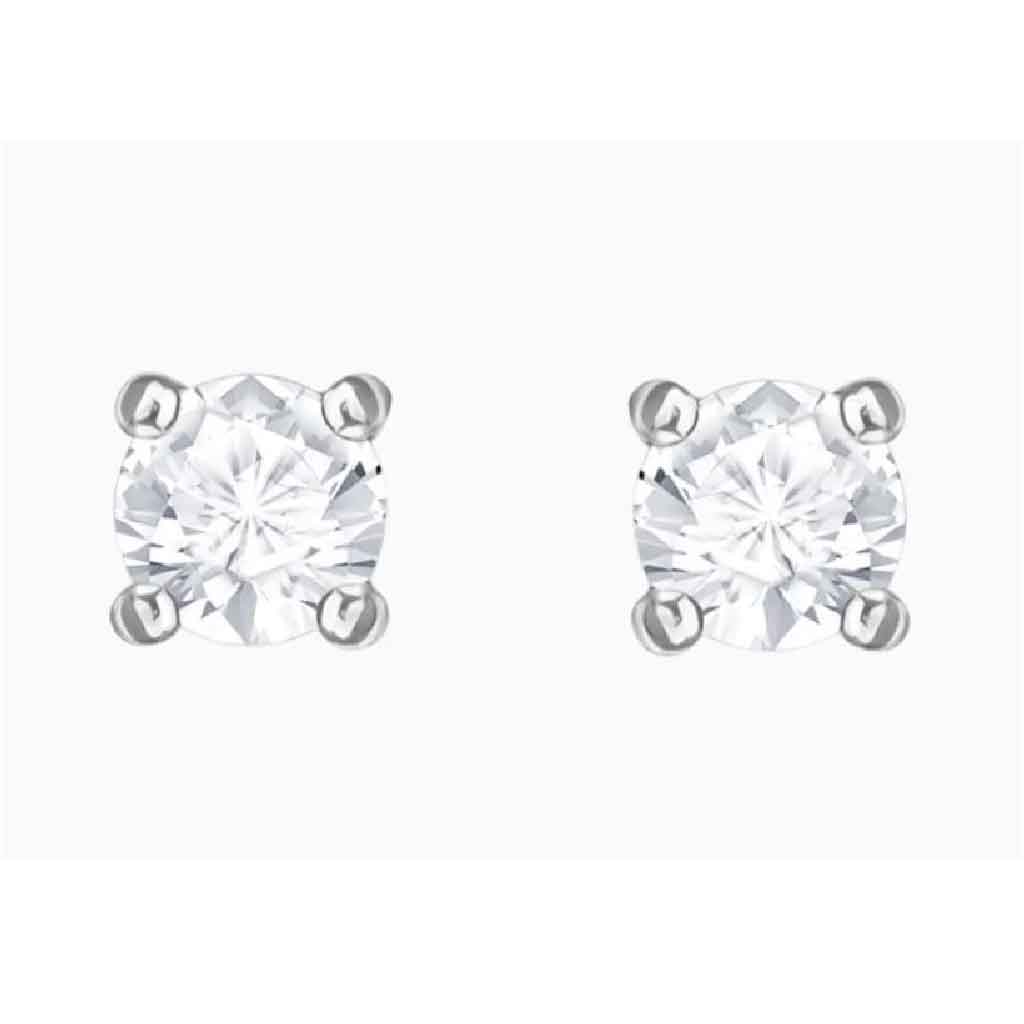 جذب الأقراط قطع دائرية ، صغيرة ، بيضاء ، مطلية بالروديوم