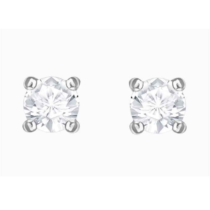 جذب الأقراط قطع دائرية ، صغيرة ، بيضاء ، مطلية بالروديوم