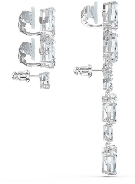 الكفة الأذن ميلينيا طقم (3) غير متماثل ابيض مطلي بالروديوم