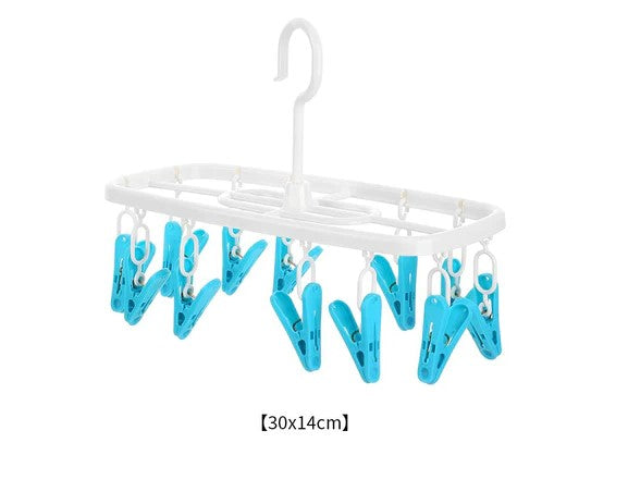 رف تجفيف قماش مستطيل الشكل مع 12 مشبك