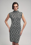 Knitted dress with geometric prints