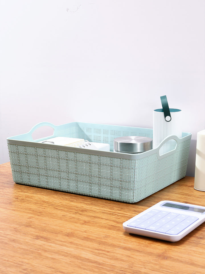 سلة تخزين مربعة مع مقابض