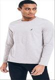 Nautica Men's Gray Cotton Long Sleeve Crew Neck T-Shirt