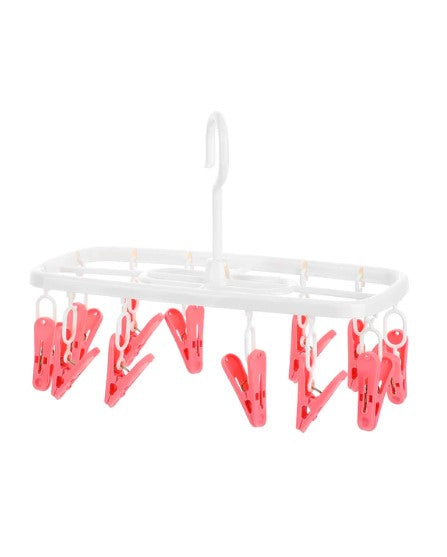 رف تجفيف قماش مستطيل الشكل مع 12 مشبك