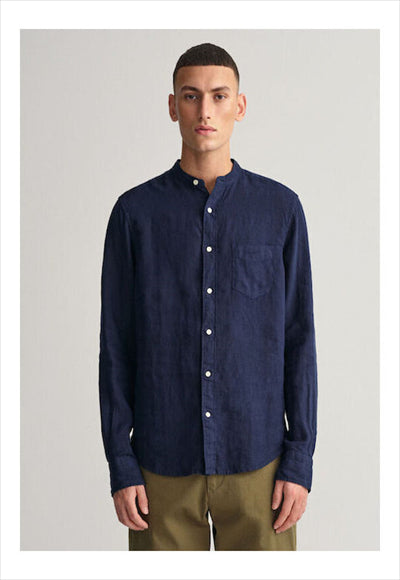 Chinese collar linen shirt