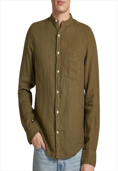 Chinese collar linen shirt