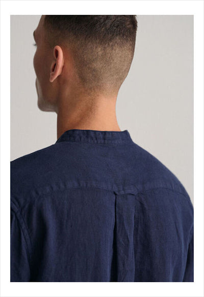 Chinese collar linen shirt