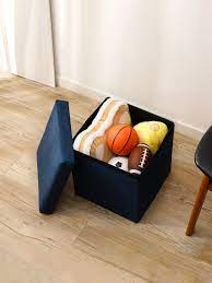 مقعد تخزين مربع من نسيج شمواه 33 سم (أزرق)