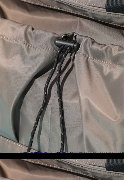 Shoulder bag with drawstring and double pockets (Gray)