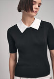 knitted blouse with collar