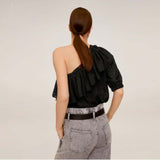 One shoulder ruffle blouse