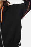 Long french zip hoodie with a large logo on the back