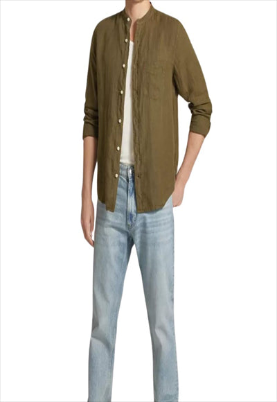 Chinese collar linen shirt