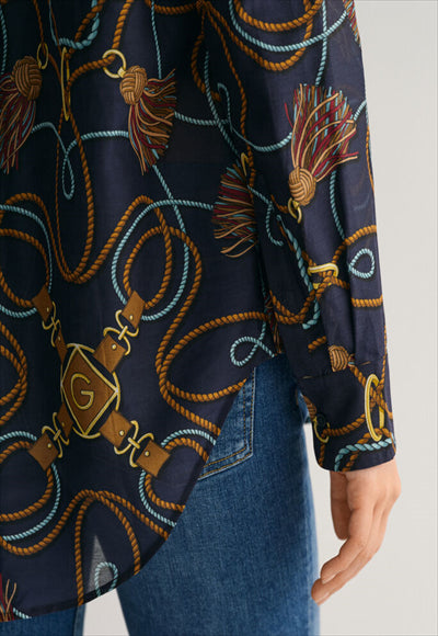 REL ROPE PRINT COT SILK SHIRT