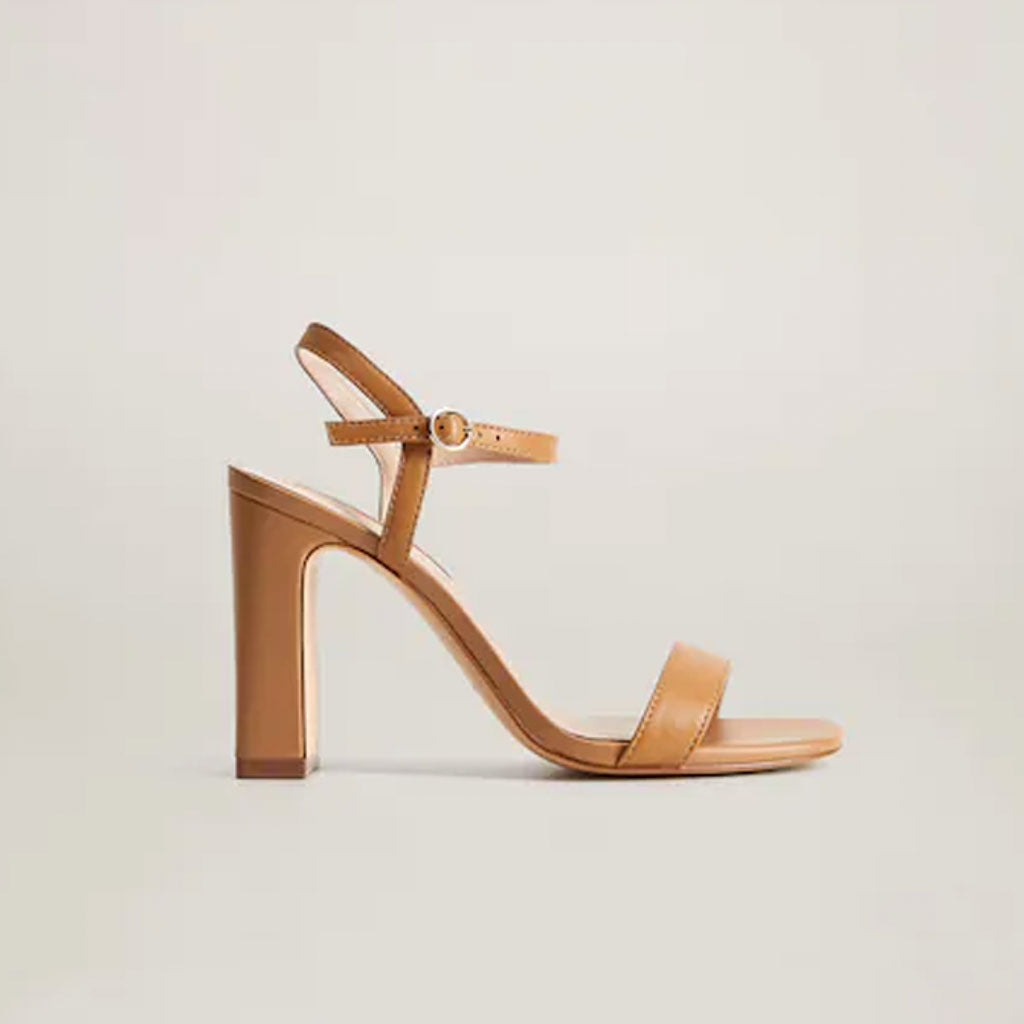 Heeled leather sandal