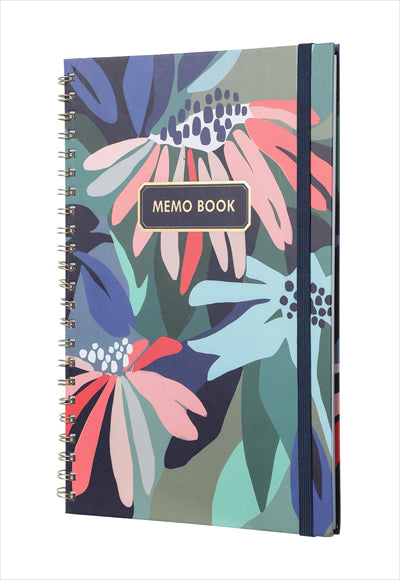 كتاب مُغلّف بسلك - 90 ورقة (شريط أزرق داكن)