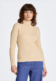 STRETCH COTTON CABLE TURTLENECK