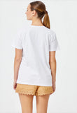 Printed T-shirt with lace details and crew neck