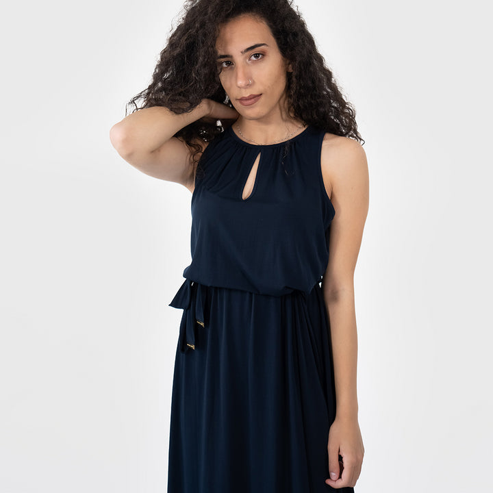 فستان ماكسي بحافة مطبعة