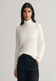 STRETCH COTTON CABLE TURTLENECK