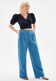 pleated linen pants