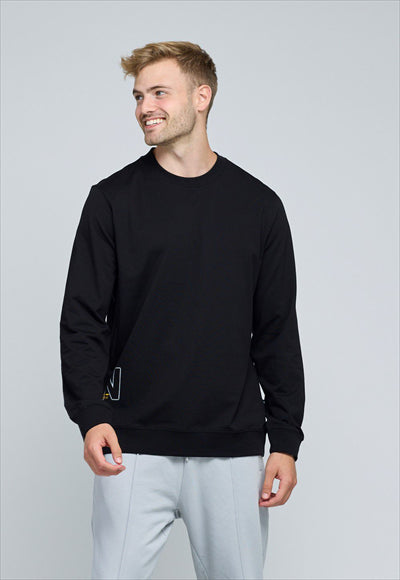 N.S-L/S CREW NECK TEE-BLACK
