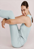 LIGHT BLUE S Back to nature women tank and pants set sand