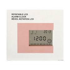 ساعة منبه إل سي دي قابلة للدوران (وردي)