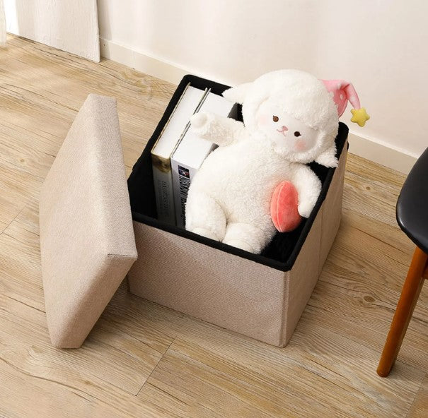 كرسي تخزين كتان مربع 30 سم (كاكي)