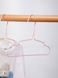 شماعات ملابس الأطفال مع هوك 10 قطع (وردي)