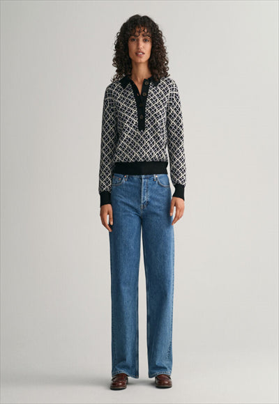 G PATTERN JAQUARD KNIT POLO