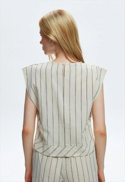 Round Neck Striped Blouse