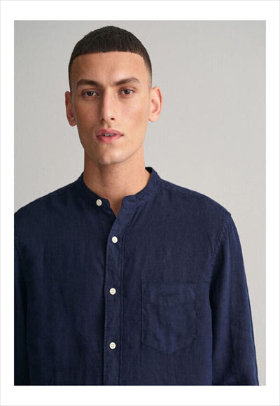 Chinese collar linen shirt
