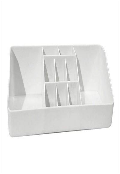 صندوق تخزين ذو لون شبه منحرف بسيط مع أقسام مقسمة (أبيض)