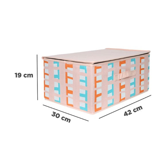 صندوق تخزين قماش مع غطاء حجم كبير لون زهري