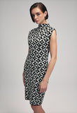 Knitted dress with geometric prints