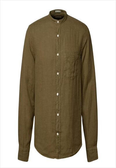 Chinese collar linen shirt