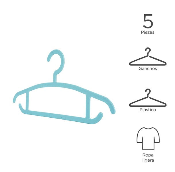 شماعات ملابس بسيطة متعددة الأغراض 5 علاقات (أخضر نعناعي)