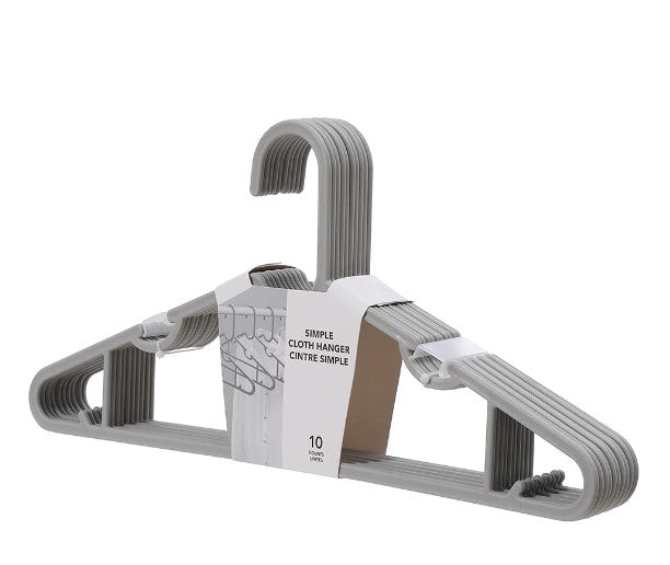 شماعات قماش بسيطة 10 قطع(رمادي)